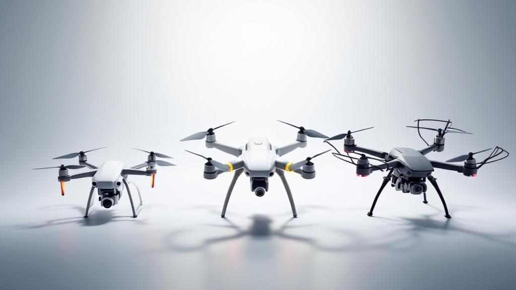 FPV Drohnen in verschiedenen Farben und Größen