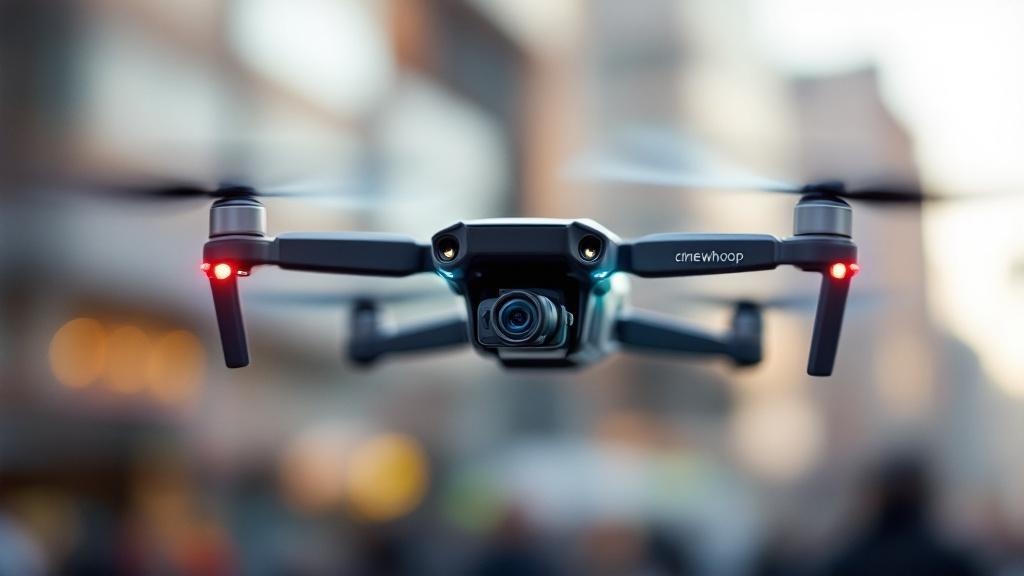 Cinewhoop fliegt nah an einer Person vorbei, die eine Action-Kamera hält