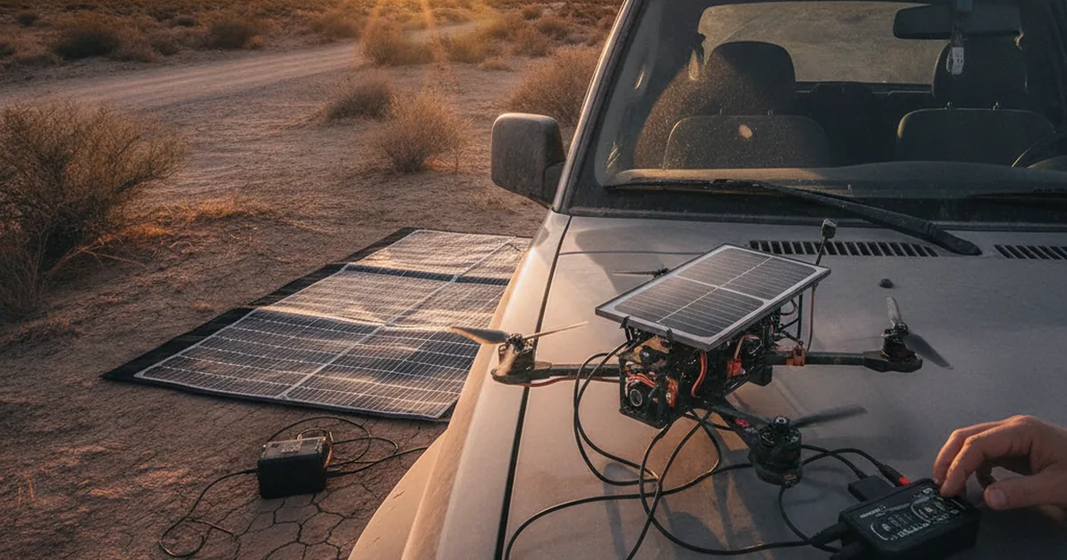 Die Komponenten eines Solar-Ladesystems für FPV Drohnen